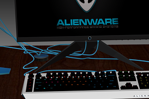 DELL ALIENWARE PC ON TABLE Low-poly