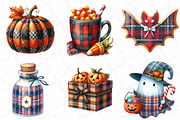 Watercolor Plaid Halloween Clipart, an Illustration by DreamPrint404 (Thumbnail 2 of 6)