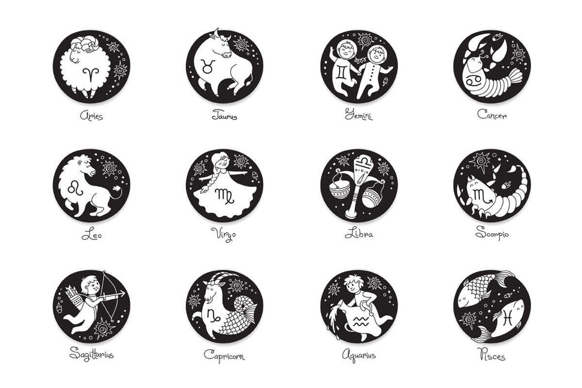 12 Zodiac Signs / 3 Design + Bonus, an Animal Illustration by Baksiabat (Photo 3 of 6)