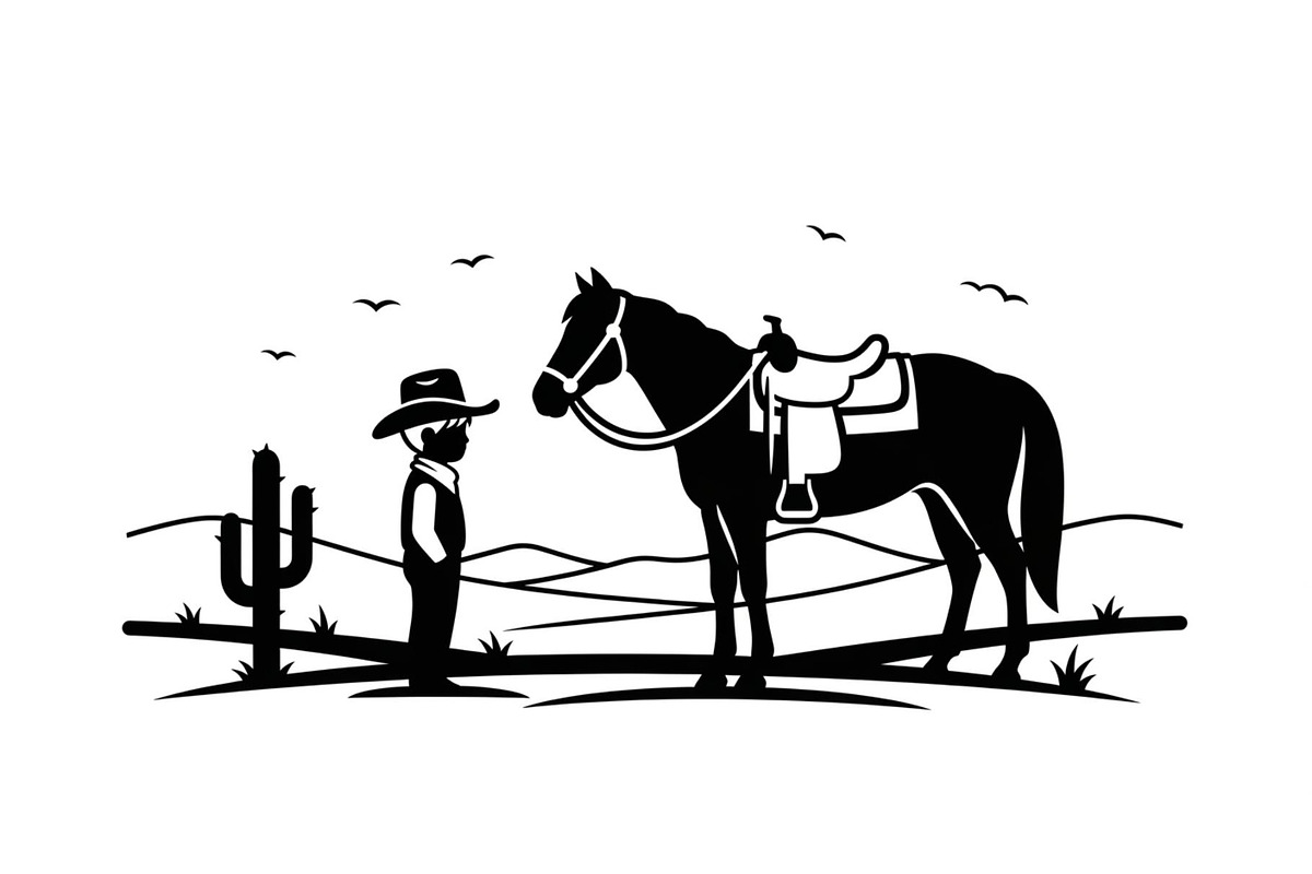 Western Cowboy Horse Silhouette Bund, an Illustration by Designs_River (Photo 4 of 51)