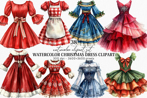 Watercolor Christmas Dress Clipart, an Icon by Canvas Craft