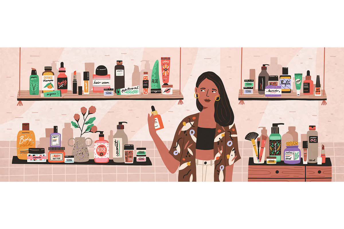 Woman in cosmetic, beauty shop, a Person Illustration by Good Studio (Photo 1 of 3)