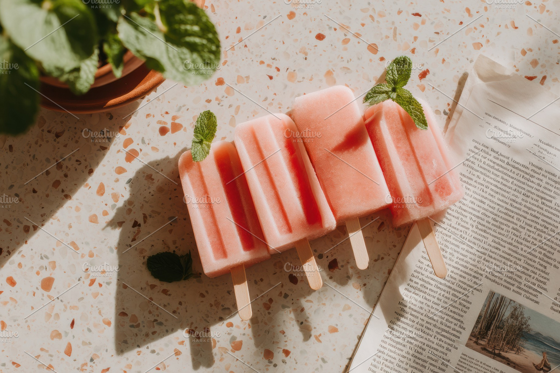 Pink watermelon popsicles, a Food & Drink Photo by Virgo Studio