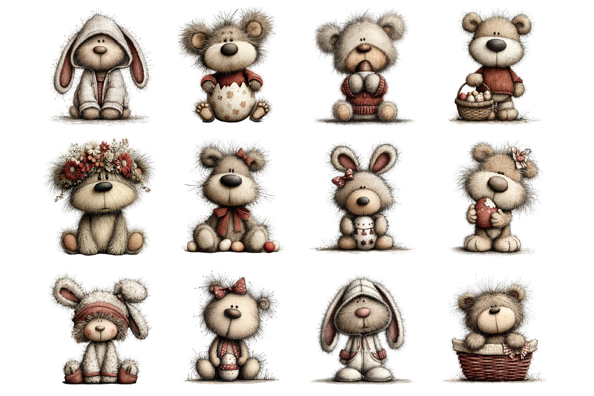 Whimsical Easter Teddy Bear Clipart, a Graphic by CitraGraphics (Photo 2 of 4)