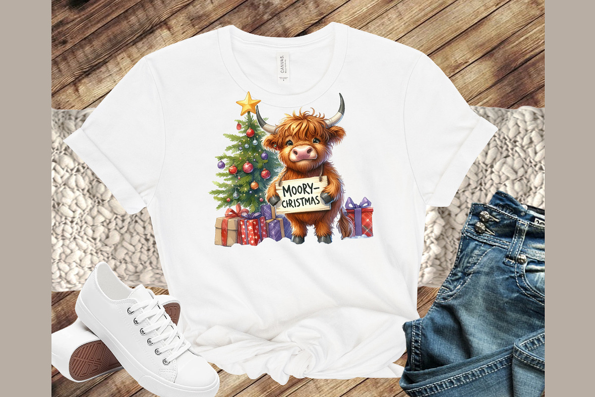 Moo-ry Christmas Cow PNG, an Illustration by Sublimation Artist (Photo 3 of 9)