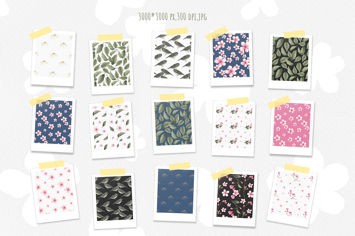 SPRING CHERRY BLOSSOM SET, a Decorative Illustration by YULIYA MART DESIGN (Photo 3 of 10)