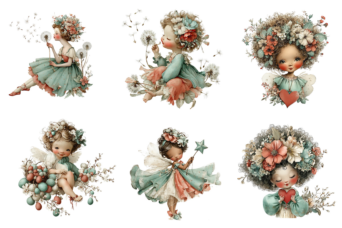 Whimsical Pastel Spring Fairies Png, an Illustration by CreationArt (Photo 6 of 7)