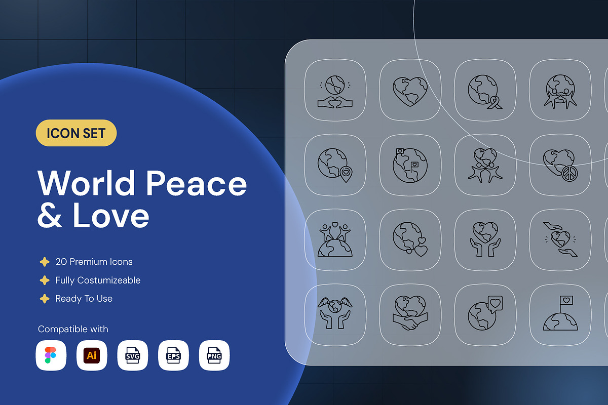 World Love & Peace Icon, an Outline Icon by Nathaya Studio (Photo 1 of 2)