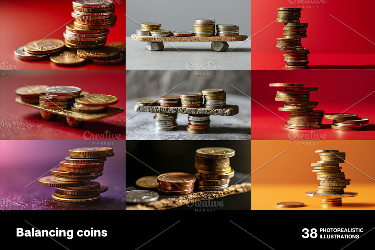 Balancing coins. 38 images, a Business Photo by Handmadefont (Photo 8 of 10)