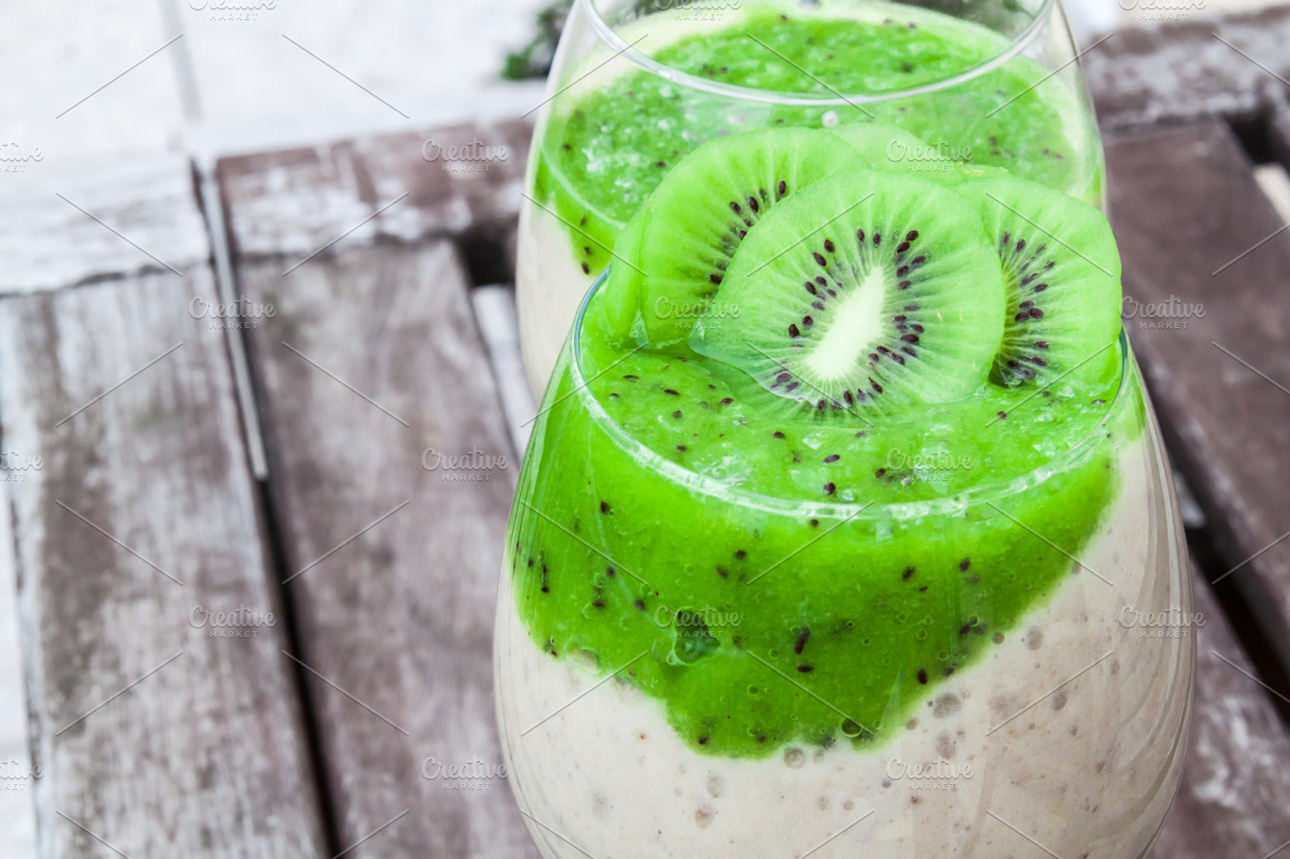 Banana and kiwi smoothie containing smoothie, fruit, and drink