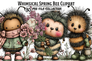 Whimsical Spring Bee Clipart, an Illustration by Dream Creation