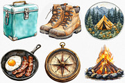 Vintage Retro Camping Clipart, an Illustration by Canvas Craft (Thumbnail 4 of 8)