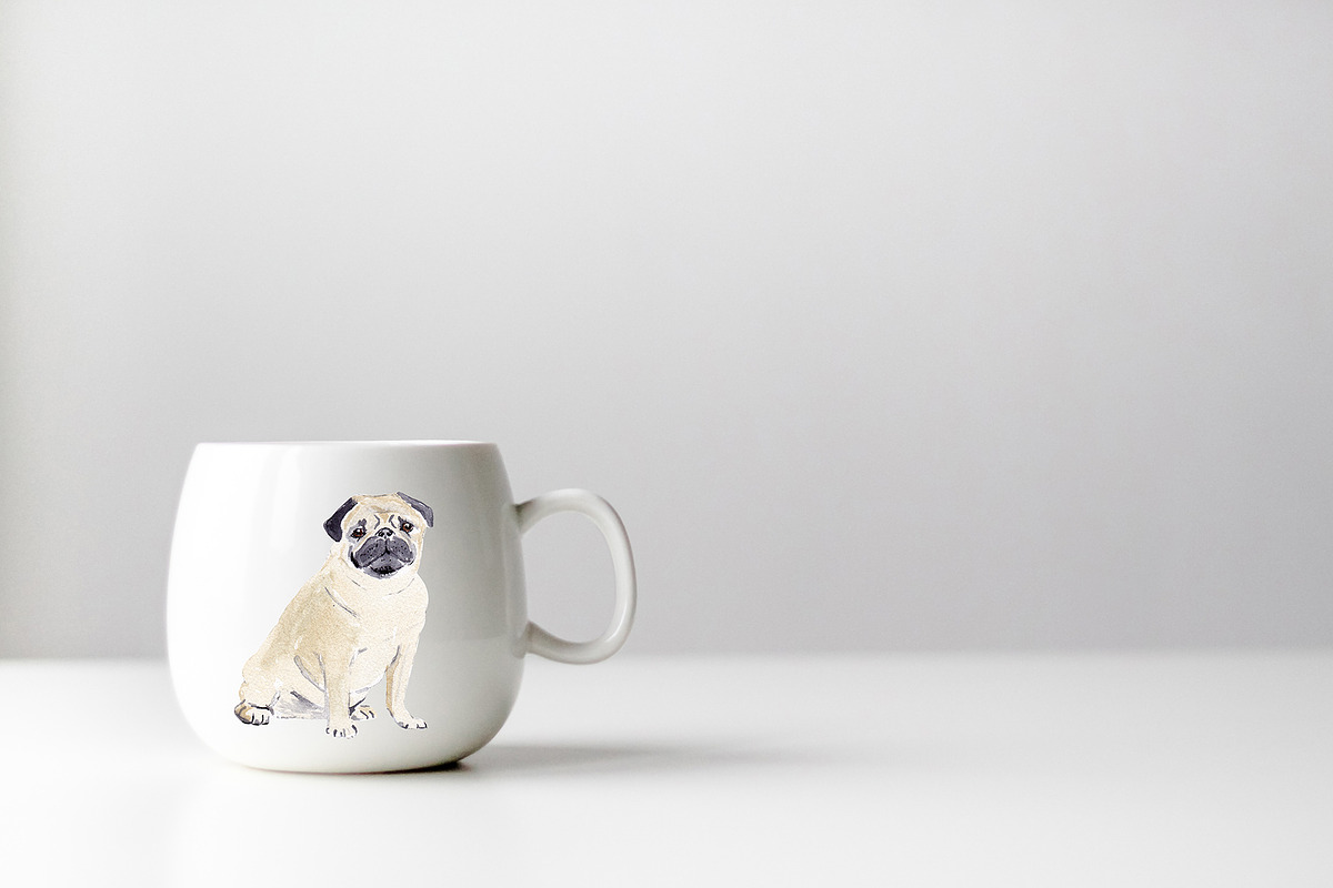 Watercolor Pug Dog Illustration, an Illustration by Foxery Digital (Photo 3 of 5)