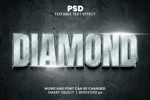 Diamond Luxury 3D Text Effect PSD