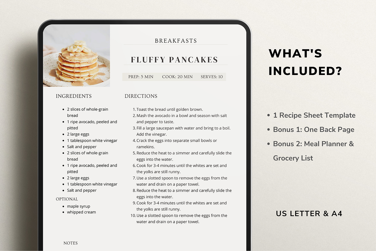 Modern Recipe Template for Canva, a Card Template by OrganizationOasisRo (Photo 2 of 10)