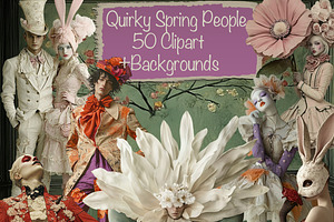 Quirky Spring Characters Clipart