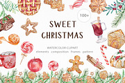 Watercolor Christmas Sweets Clipart, a Food Illustration by SvetaArtStore (Thumbnail 1 of 9)