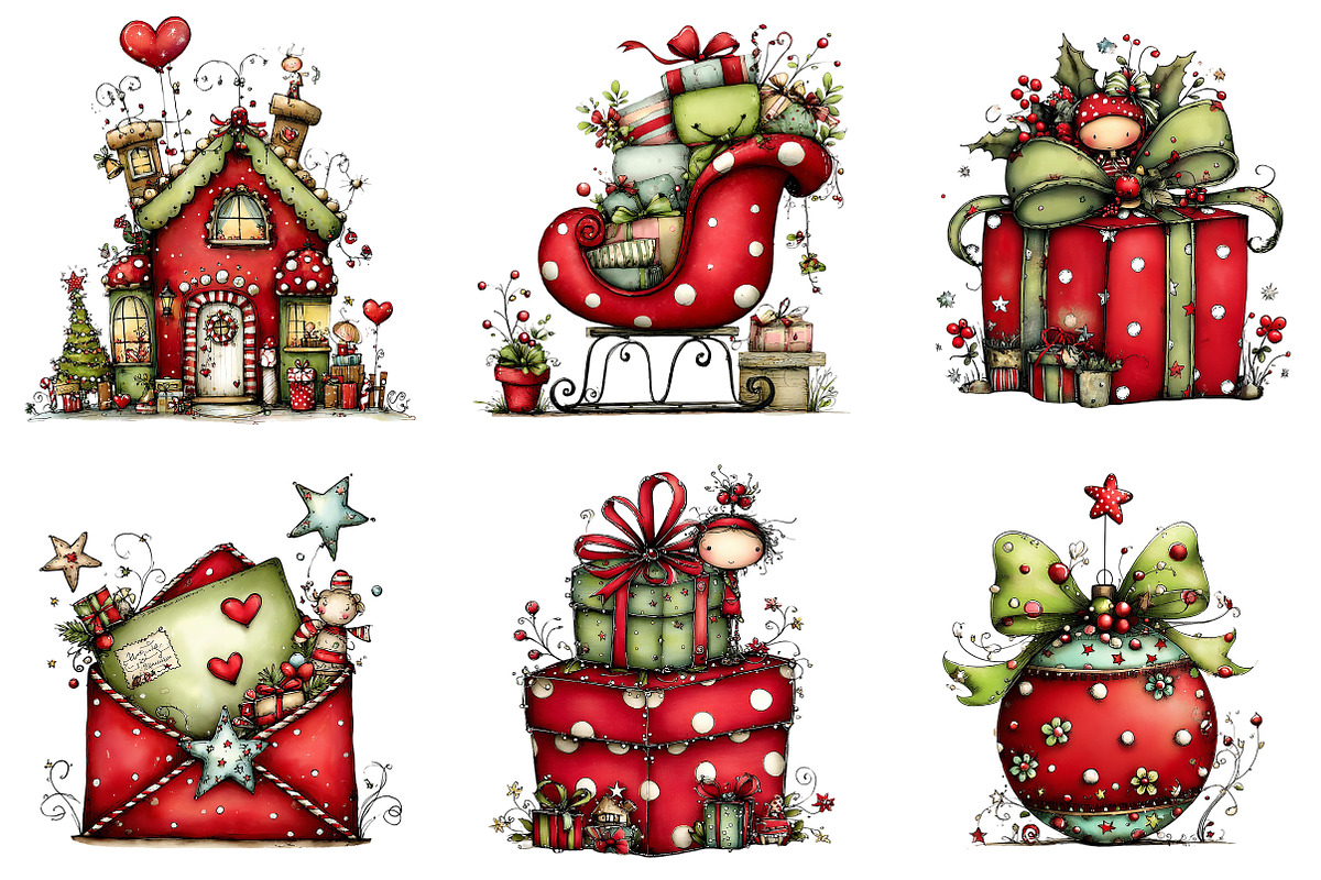 Whimsical Christmas Clipart, an Illustration by Craft Nest (Photo 4 of 8)