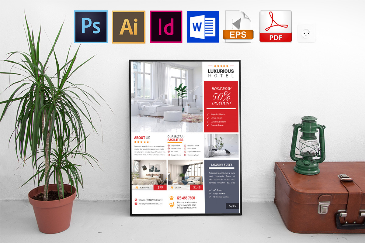 10 Hotel Poster Bundle 90% OFF, a Flyer Template by Imagine Design Studio (Photo 6 of 12)