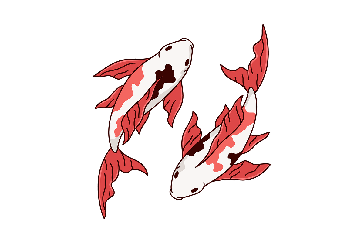 A pair of koi fishes, carps, an Illustration by Cmeree (Photo 2 of 3)
