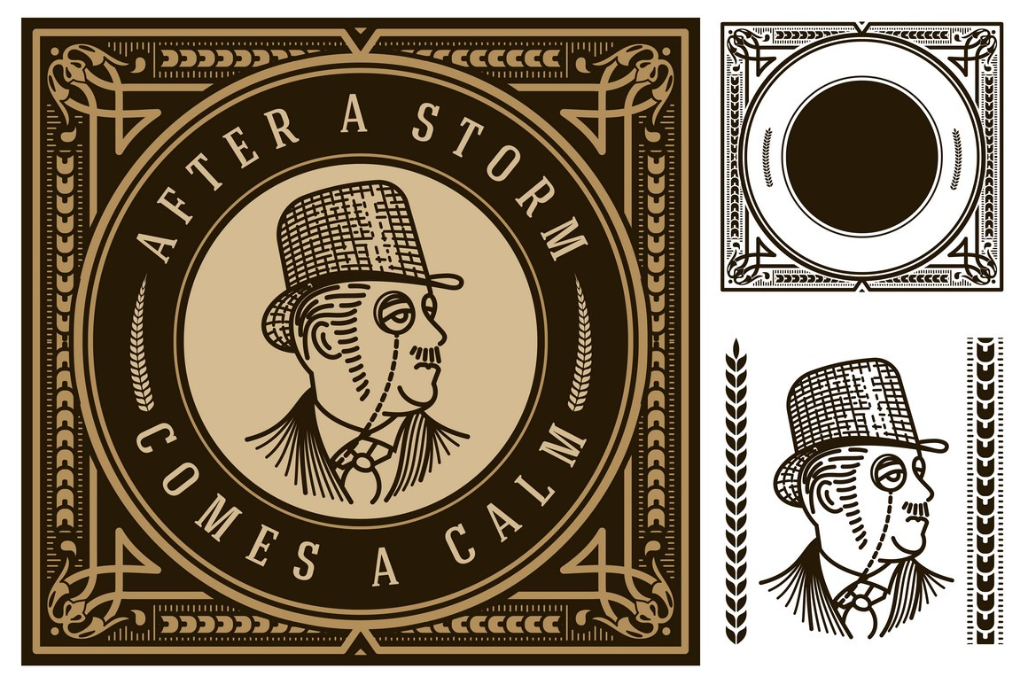 Retro card with elements, a Decorative Illustration by OneVectorStock