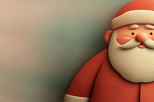 Cute cartoon Santa Claus with gift sack on soft pastel green and, a Holiday Photo by José Manuel Gelpi