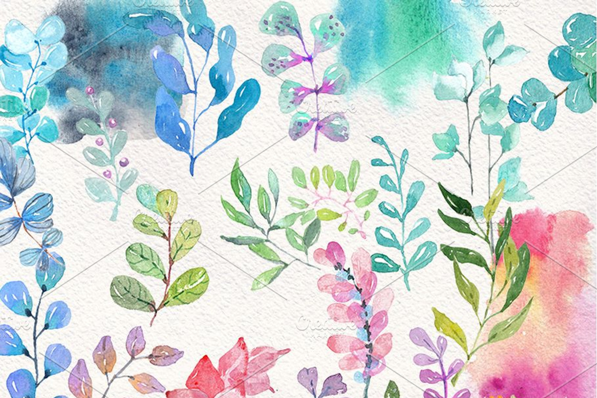 Watercolor Floral spring big set, an Illustration by JaneLane (Photo 8 of 9)