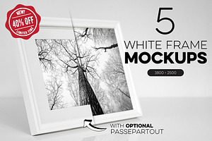 Bundle of 5 White Frame Mockups