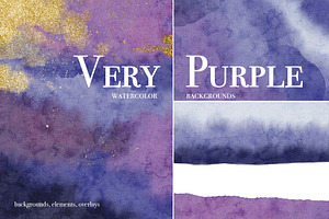 Golden Purple Watercolor Backgrounds