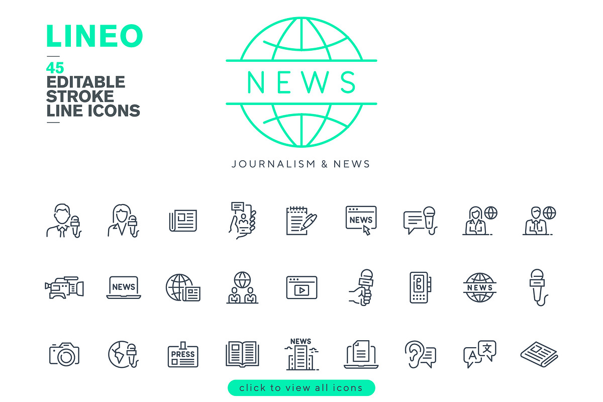 45 JOURNALISM ICONS, an Outline Icon by sharpnose (Photo 2 of 6)