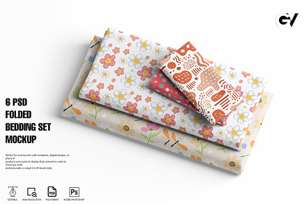 Folded Bedding Set Mockup 6 PSD