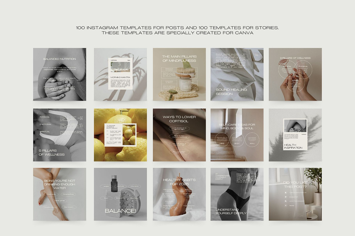 600 Wellness Instagram Templates for Coaches | Canva Bundle
