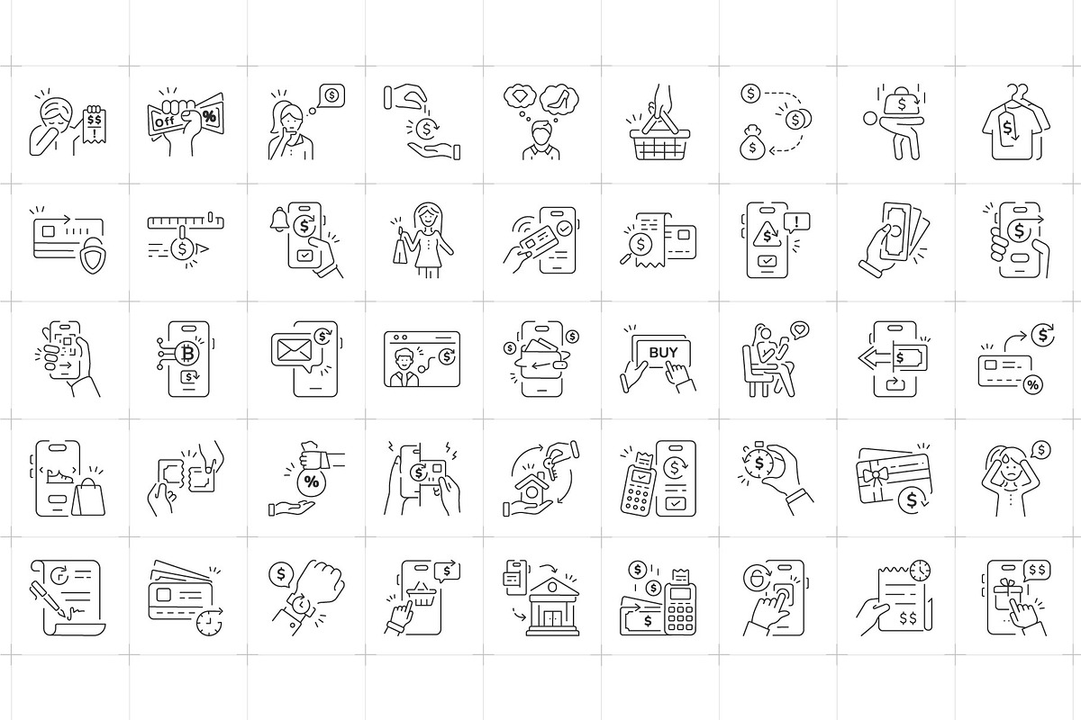 Buy Now Pay Later Icon Set, an Outline Icon by Prosymbols (Photo 4 of 5)