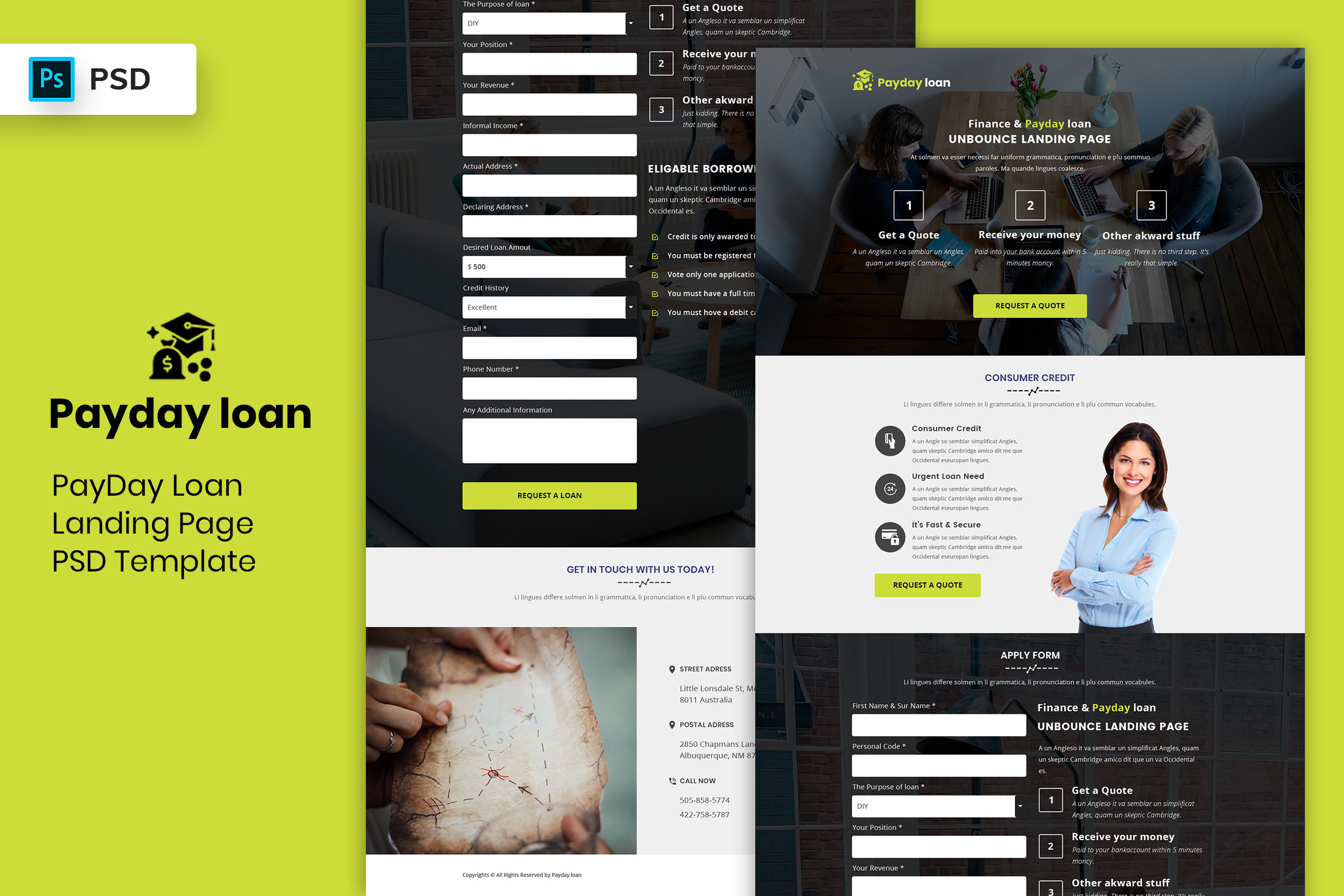 Payday Loan Landing Page Template by 3Djagan | Creative Market