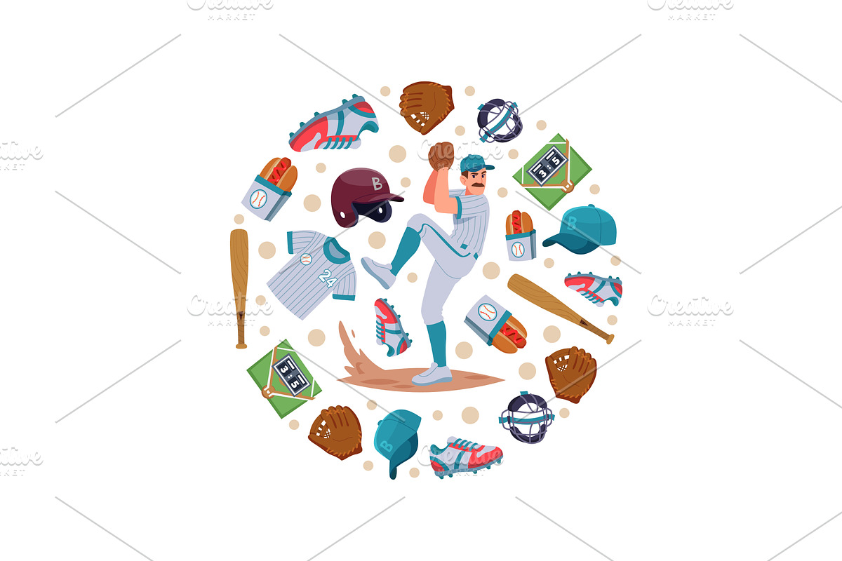 Baseball. circle background with, a Sport Illustration by Onyx