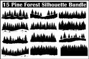 Pine Forest Silhouette Bundle, a Graphic by Creativeshirt (Thumbnail 1 of 14)