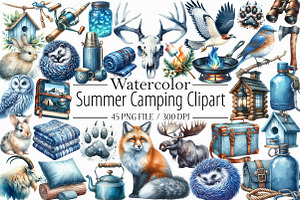 Summer Camping Clipart, an Illustration by Libby Wishes