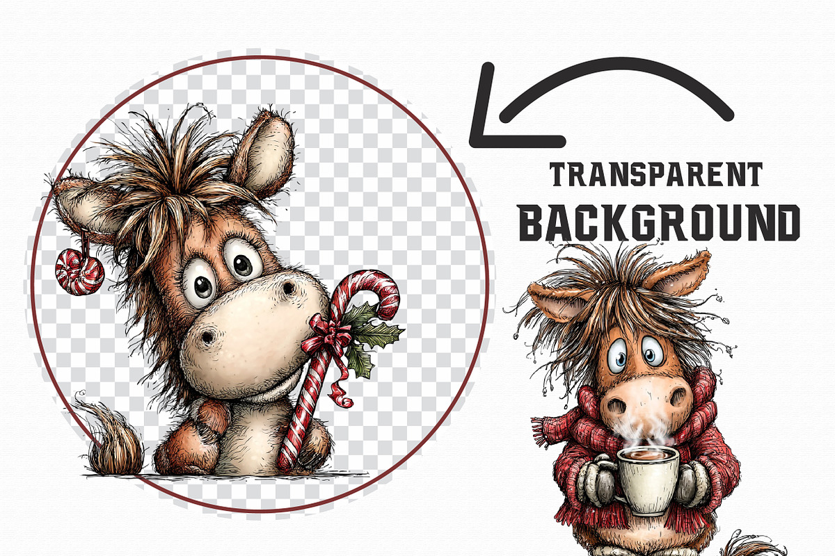 Funny Christmas Horses Clipart, an Illustration by Libby Wishes (Photo 4 of 7)