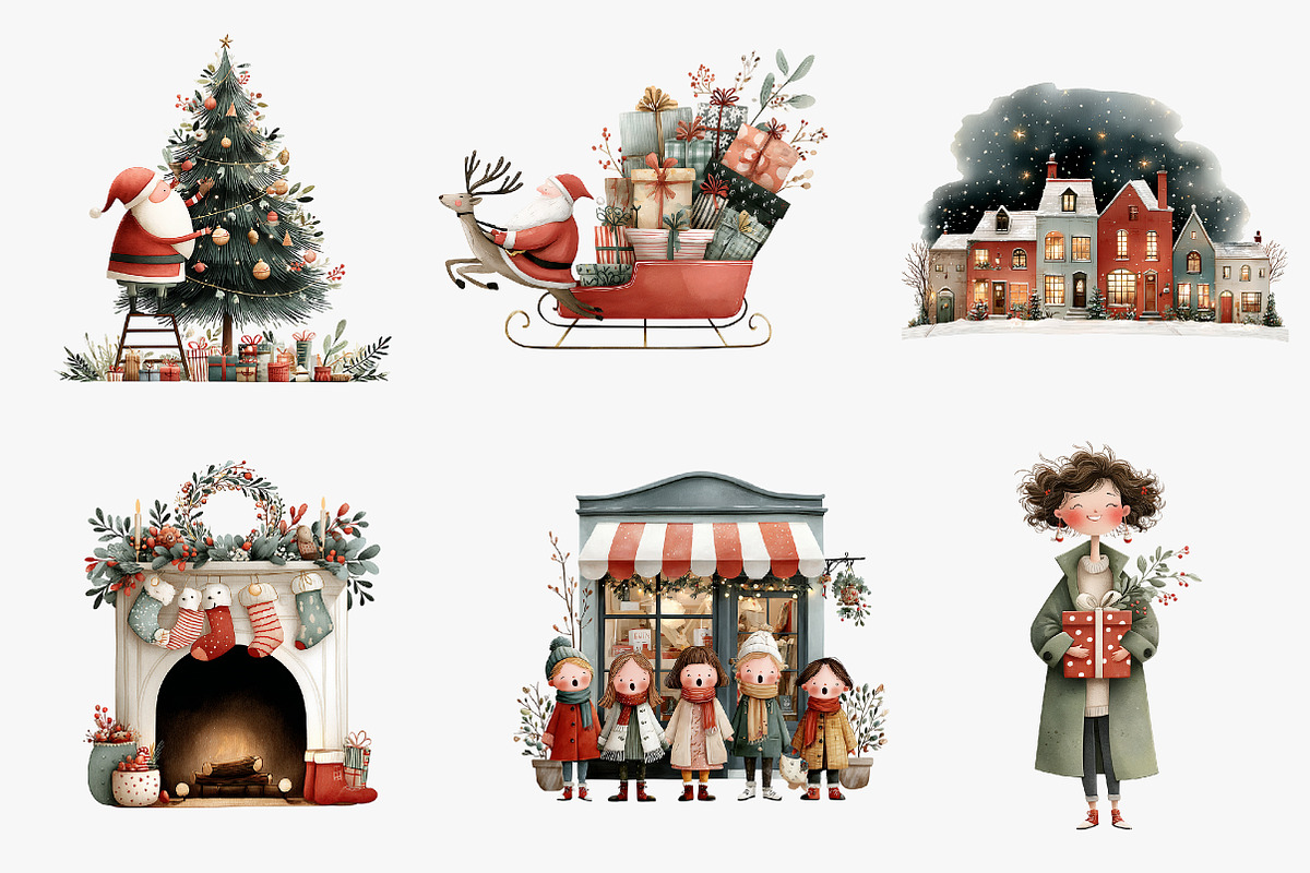Watercolor Christmas Clipart, an Illustration by CreationArt (Photo 3 of 5)