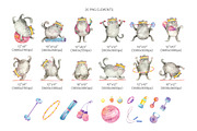 Fitness & Yoga Cats clipart set, an Animal Illustration by Valin Malin (Thumbnail 2 of 14)