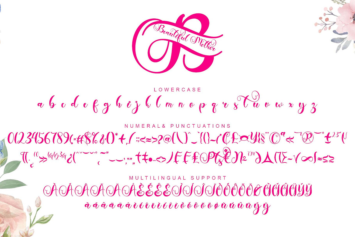 Beautiful Mother Monogram, a Handwritten Font by Yoga Letter (Photo 5 of 6)