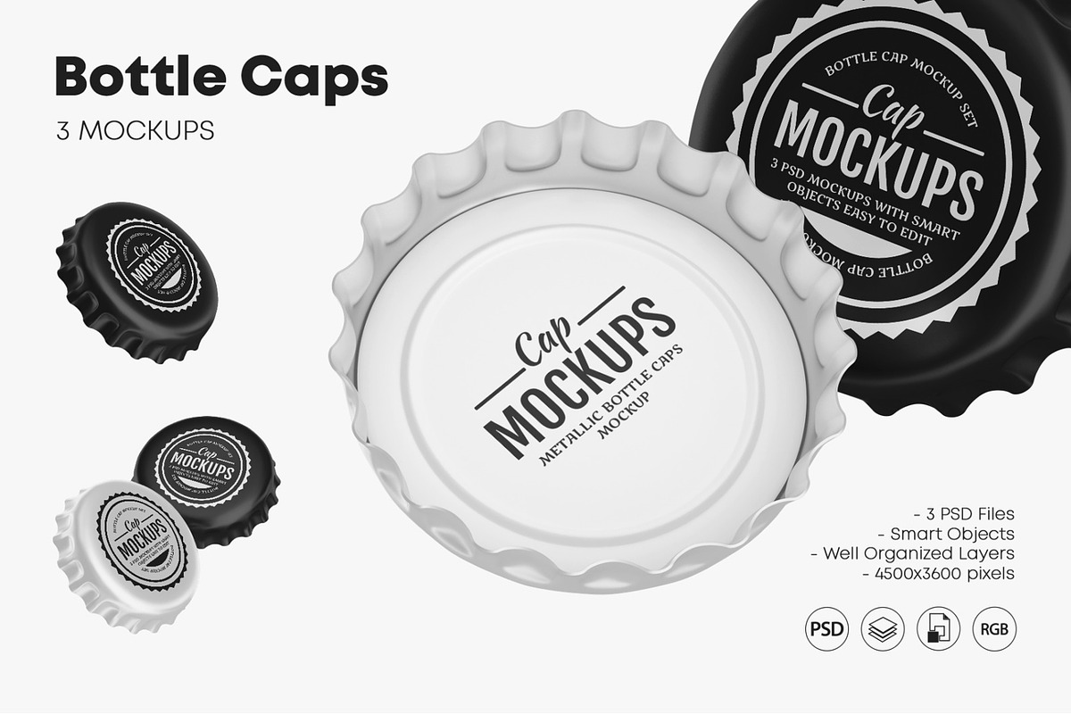 Beer Cap Mockup Set, a Product Mockup by Graphic Bird (Photo 1 of 6)
