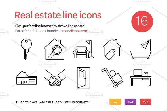 Real Estate Line Icons Set