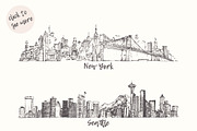 Set of 18 world's cities skylines, a Work Illustration by TheMountBirdStudio (Thumbnail 2 of 2)