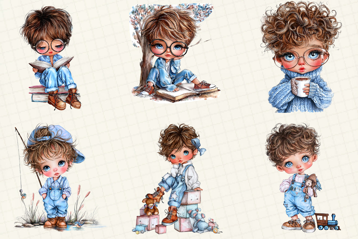 Quirky Cute Little Boy Clipart, an Illustration by DreamCafeArt (Photo 2 of 6)