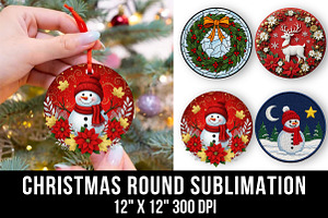 Christmas Ornament Round Sublimation, an Illustration by CraftArtStudio