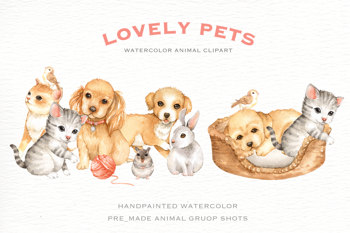 Lovely Pets Watercolor clipart, an Animal Illustration by everysunsun (Photo 6 of 6)