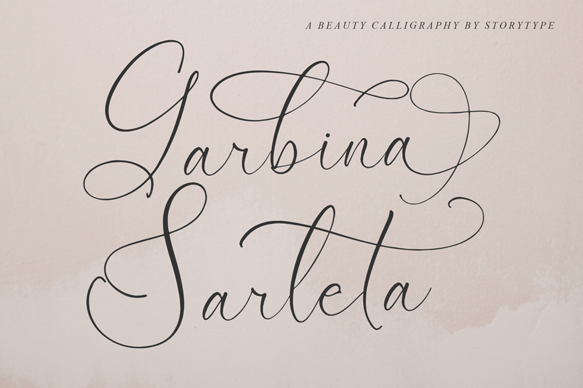 Garbina Sarleta Beauty Calligraphy, a Script Font by Storytype Studio (Photo 1 of 14)