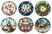 Christmas Round Stained Glass Clipar, an Illustration by Designworld (Thumbnail 5 of 6)