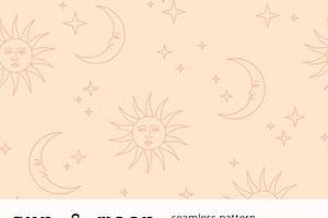 Sun & Moon Boho Seamless Pattern